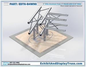 Photo Render of EDT6_B4W90 4 Way 90° Box Junction. Aluminum Box truss