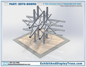 Photo Render of EDT6_B6W90 6 Way 90° Box Junction. 6" Wide Aluminum Box Truss