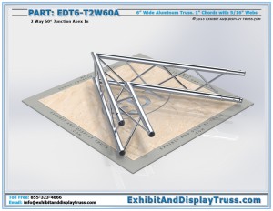 Photo Render of EDT6_T2W60A 2 Way 60° Junction Apex In. Aluminum Triangle Truss