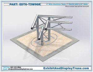 Photo Render of EDT6_T3W90R 3 Way 90° Junction Right. Aluminum Triangle truss
