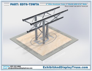 Photo Render of EDT6_T3WTA 3 Way 90° "T" Junction Apex Down. Aluminum Triangle Truss