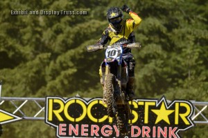 The RockStar Energy drink folks knew where to come when they needed a large, wide finish line for the Motocross challenge.