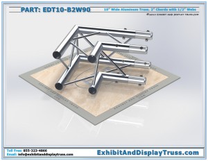 EDT10_B2W90 10" wide 2 Way 90° Box Junction. Aluminum square (box) truss