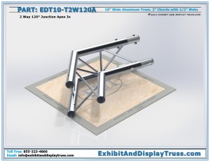 EDT10_T2W120A 10″ Wide 2 Way 120° Junction Apex In. Aluminum Tri Truss