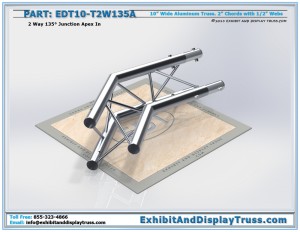 EDT10_T2W135A 10" wide 2 Way 135° Junction Apex In. Aluminum Triangle truss
