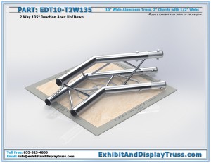 EDT10_T2W135 10" wide 2 Way 135° Junction Apex Up/Down. Aluminum Triangle Truss