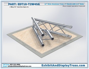 EDT10_T2W45A 10" wide 2 Way 45° Junction Apex In. Aluminum Triangle Truss