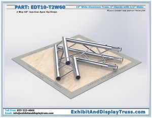 EDT10_T2W60 10" wide 2 Way 60° Junction Apex Up/Down. Aluminum Triangle Truss