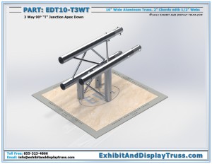 EDT10_T3WT 10″ Wide 3 Way 90° "T" Junction Apex Up/Down. Aluminum Triangle Truss
