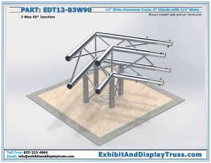 EDT12_B3W90 12" wide 3 Way 90° Box Junction. Aluminum box (square) truss