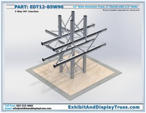 EDT12_B5W90 12″ Wide 5 Way 90° Box Junction. Aluminum box (square) truss