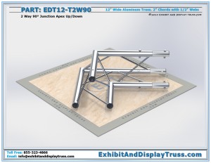 EDT12_T2W90 12″ Wide 2 Way 90° Junction Apex Up/Down. Aluminum triangle truss