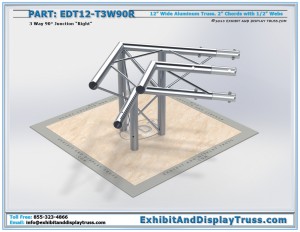 EDT12_T3W90R 12″ Wide 3 Way 90° Junction Right. Aluminum triangle truss