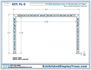 Front view of FL-3 Finish/ Start Line Kit. Made with 12" wide 3 Chord Triangle Truss.