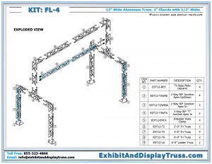 Parts List for FL-4 Finish Line / Start Line Kit. Made with 3 Chord Aluminum Triangle Truss