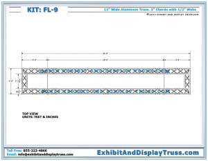 Top View for FL-9 Finish / Start Line Kit. Made with 12" wide 3 Chord aluminum triangle truss.