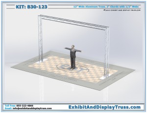 Convention display truss kit: B20_123. Fits within 10' x 20' booth. 12" wide triangle truss.