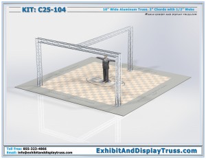 4k image for Truss Exhibit Stand C25_104. Fits 20' x 20' booth. Made from 4 Chord Box Truss.