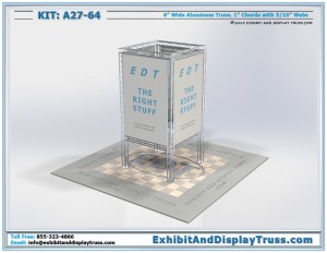 Media Tower A27_64. Fits within 10'x10' booth size. Made with 6" wide Mini Truss.