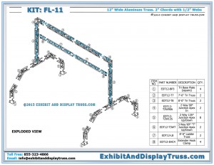 Parts List for Start Finish Line Structure. FL_11. Made with 3 Chord 12" Wide Aluminum Triangle Truss.