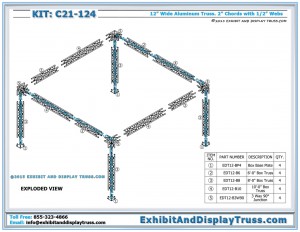 Parts List for Fashion Show Lighting Truss C21_124. 20x20 Trade Show Booths. Made with 12" wide box Truss.