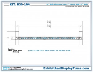 Top View dimensions for Trade Show Booth Displays B30_104. 10x20 Booth Size. 10" wide Square Box Truss.