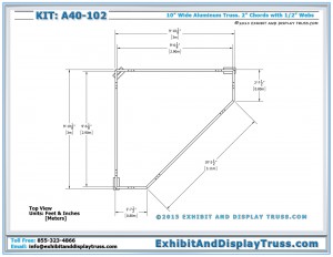 Top View Dimensions for A40_102 Flat Packing Corner Display. 10'x10' Booth. Flat Truss.
