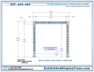 Front View Banner Dimensions for Goal Post Truss Arch. Fits in 10'x10' Booth. Triangle Truss Archway.