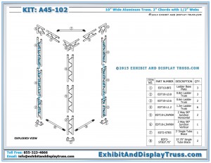 Parts List and Exploded View for Banner Tower A45_102 Tower Banner Display. Triangular Corner Display.
