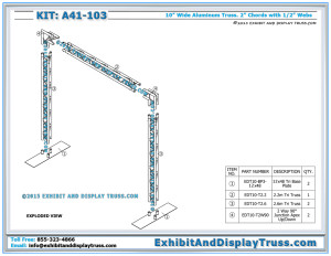 Parts List and Exploded View for Truss Entranceway Archway Systems A41-103. Compact Truss Arch System.