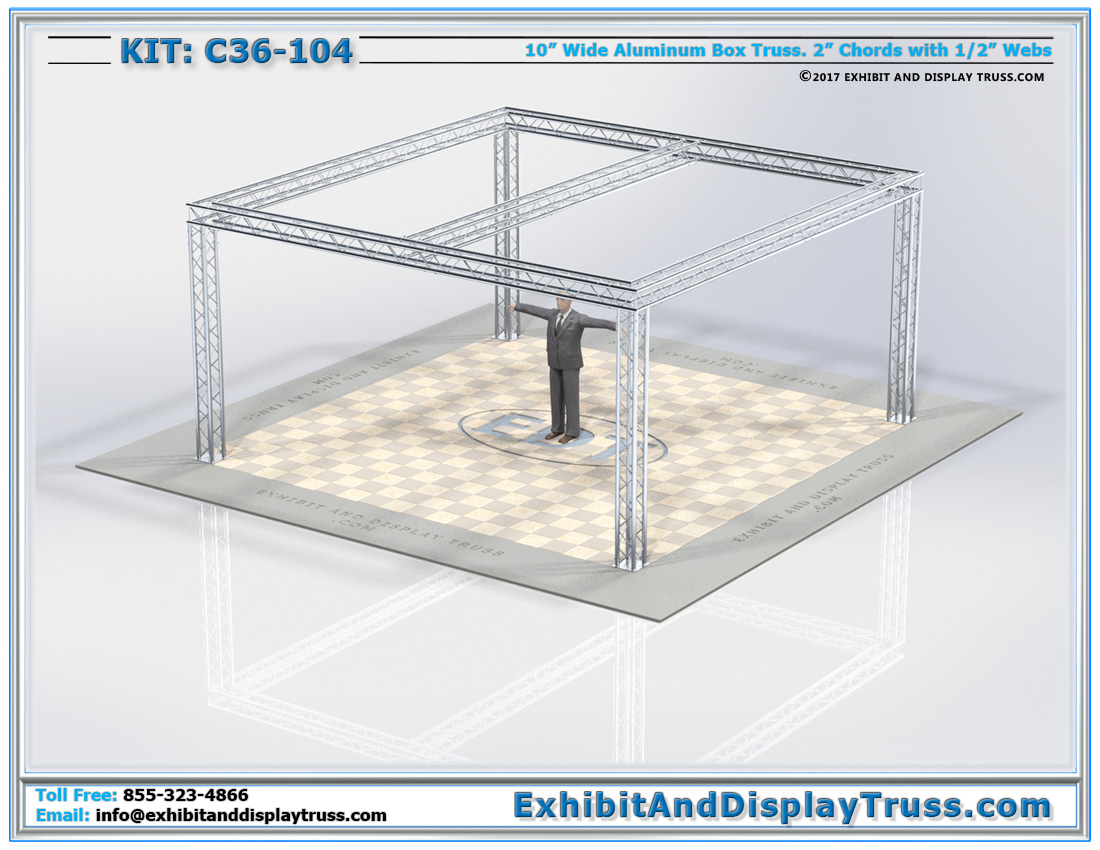 Kit C36-104 / Aluminum Lighting Truss for Trade Show Booths. Center Beam for Lights